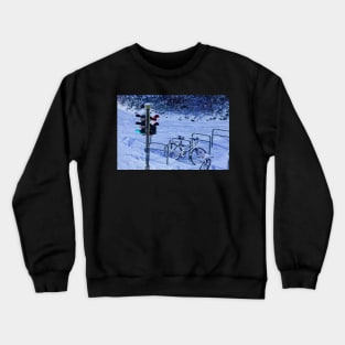 Traffic lights, traffic lights, snow, winter, dusk, evening Crewneck Sweatshirt